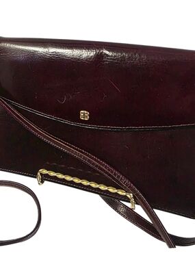 Bosca Vintage Burgundy Leather Wallet Crossbody Clutch USA Made Hand Stained